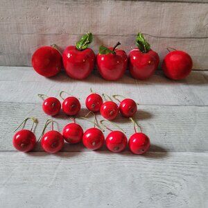 Vintage Red Apple & Cherry Ornaments